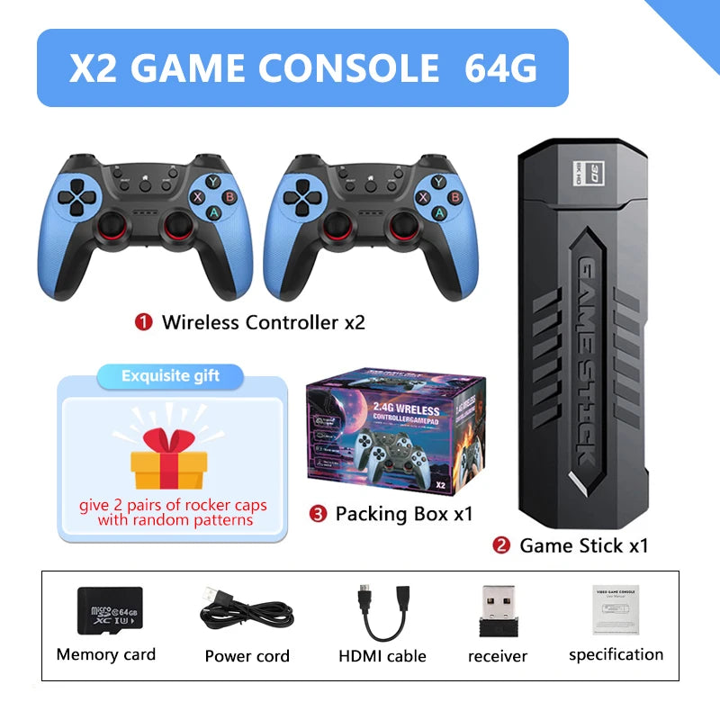 X2 Retro Game Console – 256GB, 60,000 Games, 4K HD Output, Wireless Controllers – 30 Classic Emulators (PS1/GBA/PSP) – Perfect Gift for Kids & Retro Gamers