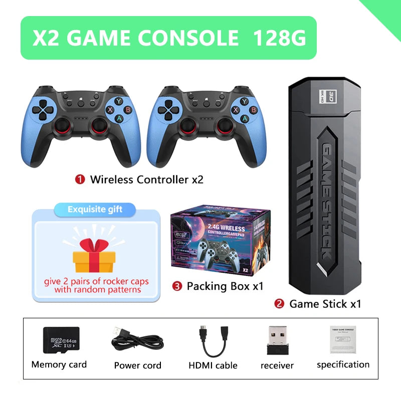 X2 Retro Game Console – 256GB, 60,000 Games, 4K HD Output, Wireless Controllers – 30 Classic Emulators (PS1/GBA/PSP) – Perfect Gift for Kids & Retro Gamers